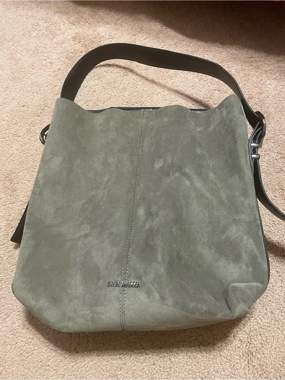 Steve Madden Olive Suede Hobo with Black Strap